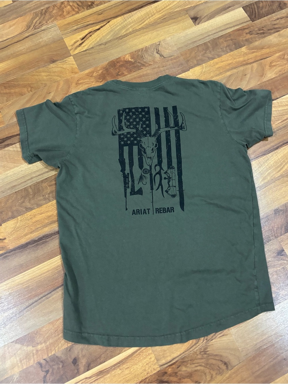 Ariat Rebar Graphic navy green workwear tee shirt with front pocket